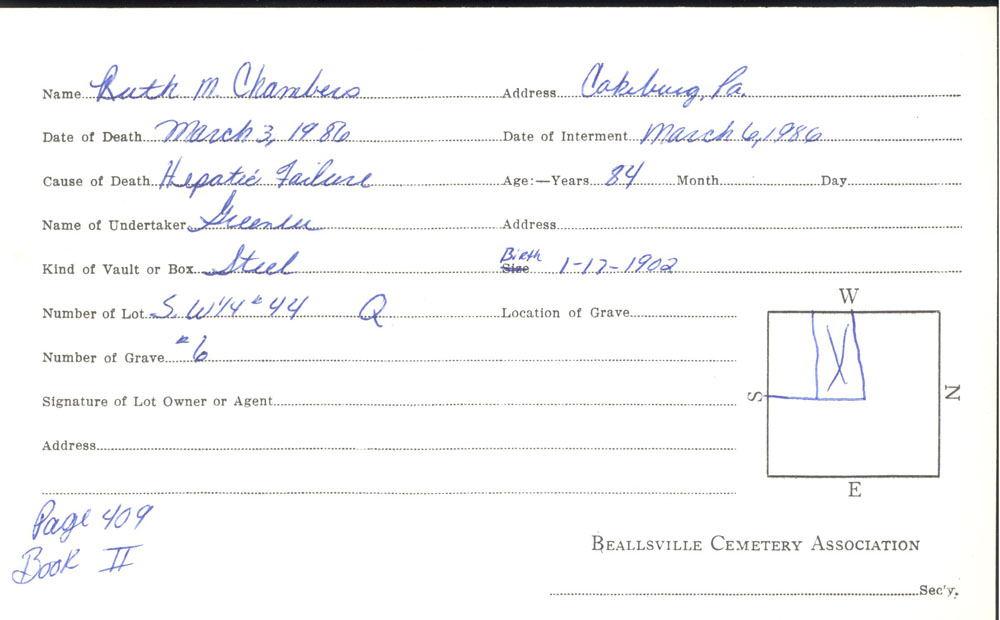burial card
